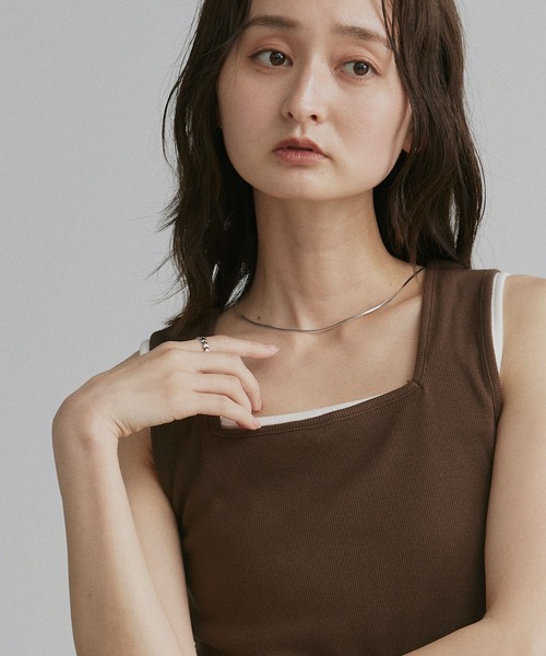 ad thie(アドティエ)の「前後2WAYタンクトップ(タンクトップ・レディース・パープル/ライトブルー/ピンク/グリーン/アイボリー/オフホワイト/ライトグリーン/グレイッシュベージュ/ブラック/チャコール/ミント/カーキ/ブラウン/レッド/ホワイト系/ダークブラウン・LARGE/LL/MEDIUM/SMALL)」の20枚目の写真