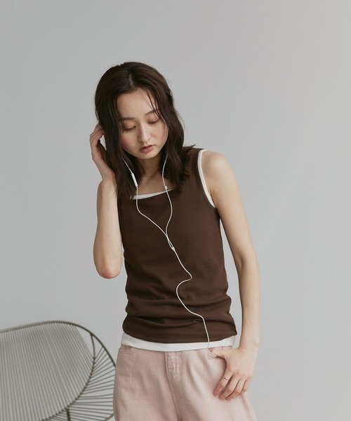 ad thie(アドティエ)の「前後2WAYタンクトップ(タンクトップ・レディース・パープル/ライトブルー/ピンク/グリーン/アイボリー/オフホワイト/ライトグリーン/グレイッシュベージュ/ブラック/チャコール/ミント/カーキ/ブラウン/レッド/ホワイト系/ダークブラウン・LARGE/LL/MEDIUM/SMALL)」の21枚目の写真