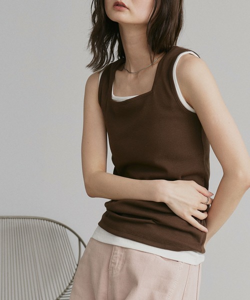 ad thie(アドティエ)の「前後2WAYタンクトップ(タンクトップ・レディース・パープル/ライトブルー/ピンク/グリーン/アイボリー/オフホワイト/ライトグリーン/グレイッシュベージュ/ブラック/チャコール/ミント/カーキ/ブラウン/レッド/ホワイト系/ダークブラウン・LARGE/LL/MEDIUM/SMALL)」の22枚目の写真