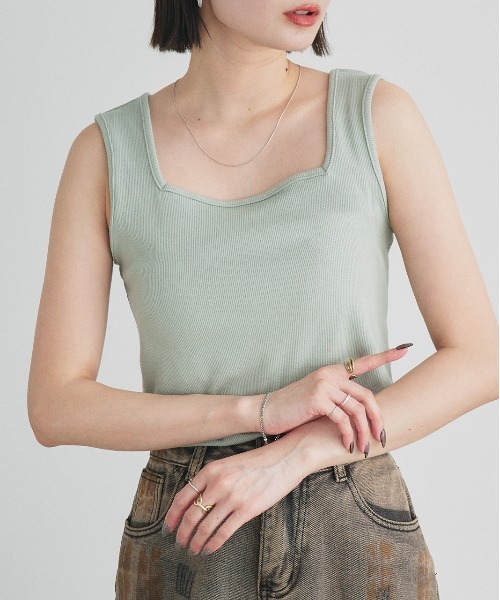 透かし編み ニットタンクトップ[品番：ADEW0004537]｜ad thie