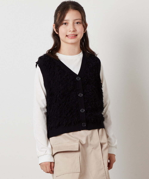 a.v.v（アーヴェヴェ）の「[130]【2点セット】フリンジニットベストセット（ベスト・キッズ・ホワイト/ブラック・130）」の13枚目の写真