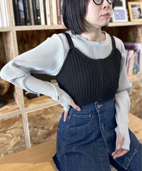 LEPSIM(レプシィム)の「ラメリブクループルオーバー 102009(Tシャツ/カットソー・レディース・ブラック/ライトグレー/ライトブルー・FREE)」の1枚目の写真