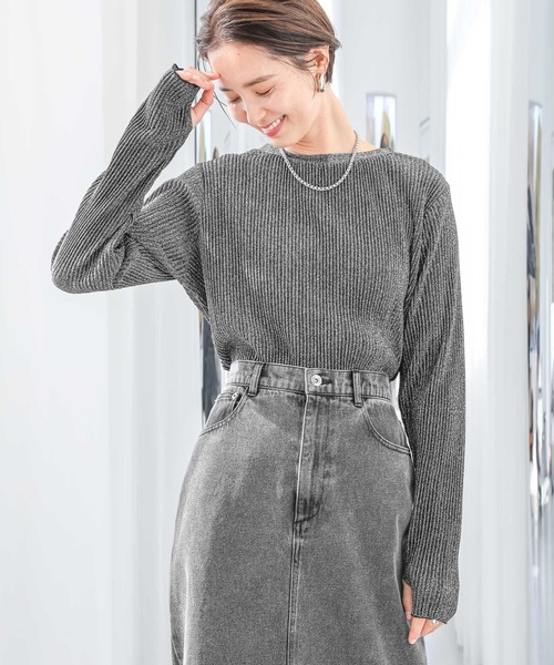 LEPSIM(レプシィム)の「ラメリブクループルオーバー 102009(Tシャツ/カットソー・レディース・ブラック/ライトグレー/ライトブルー・FREE)」の16枚目の写真