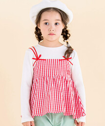 Noeil aime BeBe（ノイユエイムベベ）の「ギンガムキャミソールドッキングTシャツ(80~130cm)（Tシャツ/カットソー・キッズ）」