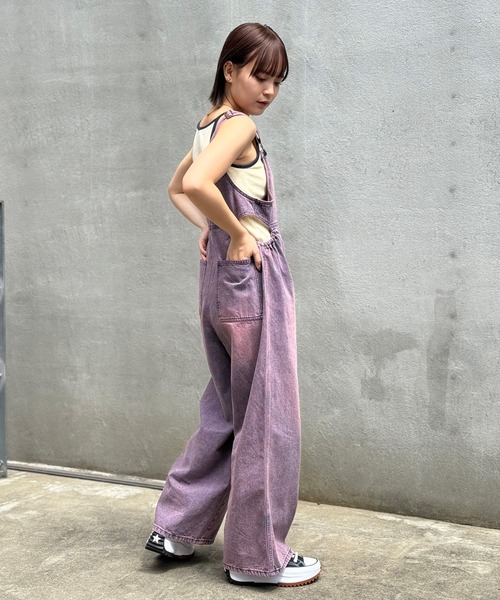 CIAOPANIC（チャオパニック）の「オーバーダイサイドカットアウトデニムサロペット（サロペット/オーバーオール・レディース・サックスブルー/パープル・SMALL/MEDIUM）」の15枚目の写真