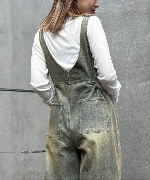 CIAOPANIC（チャオパニック）の「オーバーダイサイドカットアウトデニムサロペット（サロペット/オーバーオール・レディース・サックスブルー/パープル・SMALL/MEDIUM）」の19枚目の写真