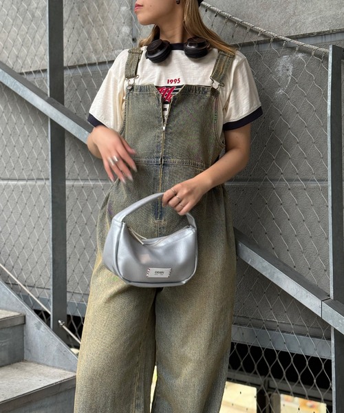 CIAOPANIC（チャオパニック）の「オーバーダイサイドカットアウトデニムサロペット（サロペット/オーバーオール・レディース・サックスブルー/パープル・SMALL/MEDIUM）」の11枚目の写真