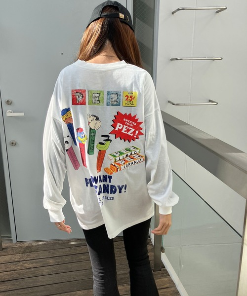 GLAMOROUS JANE(グラマラスジェーン)の「PEZプリントロンT(Tシャツ/カットソー・レディース・ブラック/オフホワイト/チャコールグレー・FREE)」の2枚目の写真