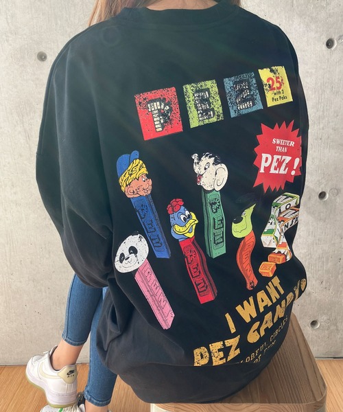 PEZ　長袖　Tシャツ　ロンT　プリント　キャラクターヘッド　キャンディ　企業 PEZ 長袖 Tシャツ ロンT プリント キャラクターヘッド