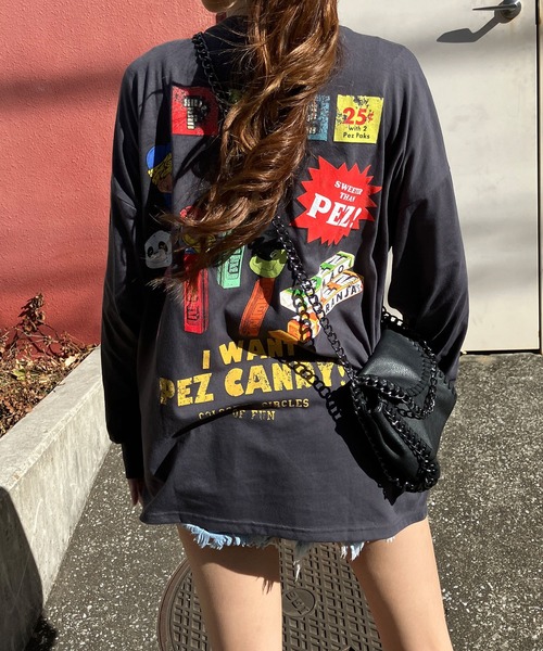 GLAMOROUS JANE(グラマラスジェーン)の「PEZプリントロンT(Tシャツ/カットソー・レディース・ブラック/オフホワイト/チャコールグレー・FREE)」の9枚目の写真