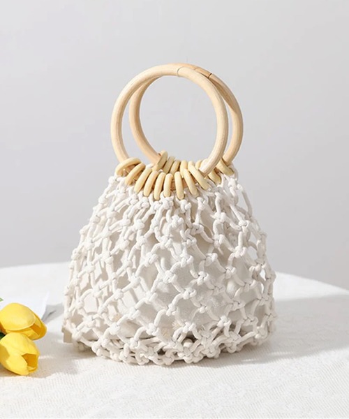 CELEN（セレン）の「【浴衣小物】ラウンドハンドル編みバッグ（和装小物・レディース・ピンク/グリーン/ホワイト/ブラウン・FREE）」の15枚目の写真