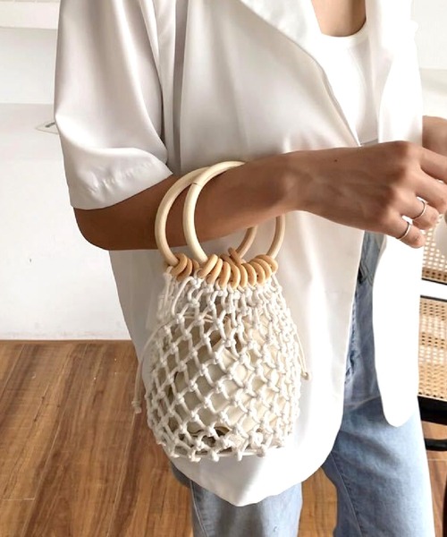 CELEN（セレン）の「【浴衣小物】ラウンドハンドル編みバッグ（和装小物・レディース・ピンク/グリーン/ホワイト/ブラウン・FREE）」の19枚目の写真