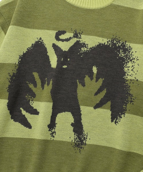 NICE GHOST CLUB(ナイスゴーストクラブ)の「A'GEM/9 × .kom『NICE GHOST CLUB/ナイスゴーストクラブ』 BABY DEVIL STRIPE KNIT/ベビーデビル ストライプ ニット(ニット/セーター・メンズ・ピンク/イエロー・M/L)」の9枚目の写真