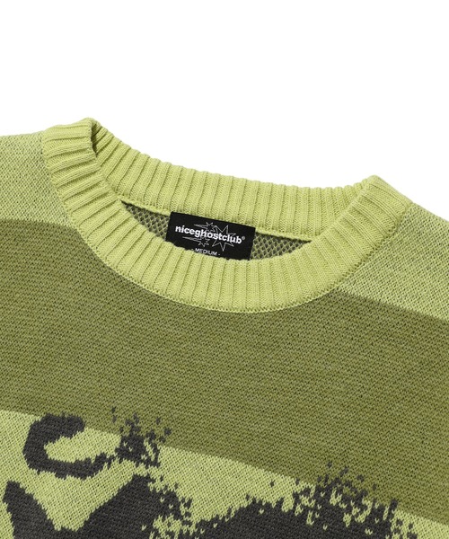 NICE GHOST CLUB(ナイスゴーストクラブ)の「A'GEM/9 × .kom『NICE GHOST CLUB/ナイスゴーストクラブ』 BABY DEVIL STRIPE KNIT/ベビーデビル ストライプ ニット(ニット/セーター・メンズ・ピンク/イエロー・M/L)」の12枚目の写真