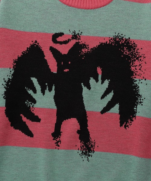 NICE GHOST CLUB(ナイスゴーストクラブ)の「A'GEM/9 × .kom『NICE GHOST CLUB/ナイスゴーストクラブ』 BABY DEVIL STRIPE KNIT/ベビーデビル ストライプ ニット(ニット/セーター・メンズ・ピンク/イエロー・M/L)」の16枚目の写真