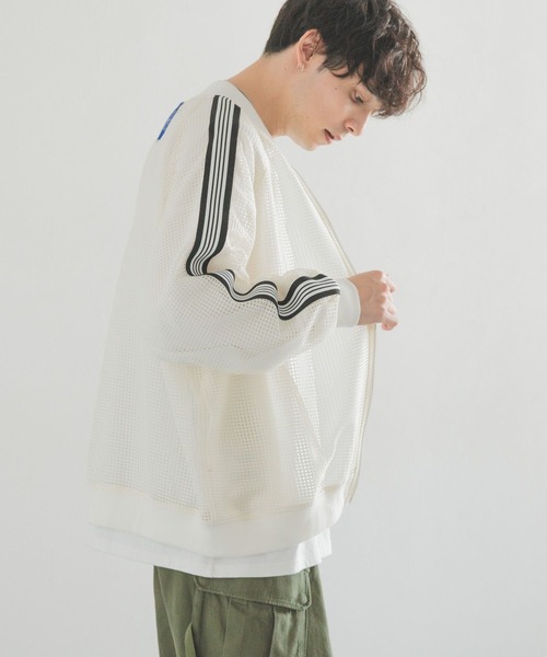 PERSON'S(パーソンズ)の「【PERSON’S/パーソンズ】サイドラインメッシュトラックルーズジャケット(ブルゾン・メンズ・ホワイト/ネイビー・MEDIUM/LARGE)」の9枚目の写真