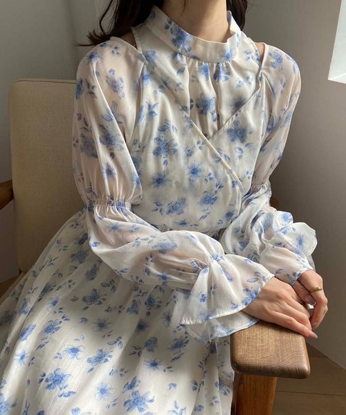 one after another NICE CLAUP(ワンアフターアナザーナイスクラップ)の「カシュクールアソートロングワンピース(ワンピース・レディース・ホワイト/ベージュ/ホワイト系その他/モカ・FREE)」の2枚目の写真