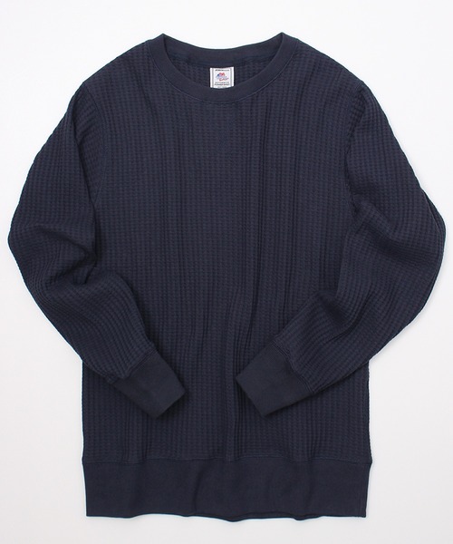 JEMORGAN（ジェーイーモーガン）の「【JEMORGAN / ジェーイーモーガン】ビッグワッフルトレーナー（スウェット・メンズ・サックスブルー/カーキ/ブラック/ブルー/ピンク/グリーン/杢グレー/オフホワイト/ホワイト系/ブルーグリーン/チャコールグレー/ダークオレンジ/ブラック系/モカ/ベージュ/オートミール/ネイビー/パープル/オレンジ/ブラウン・L/M/XL/S）」の13枚目の写真