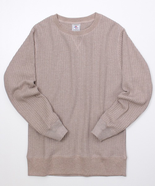 JEMORGAN（ジェーイーモーガン）の「【JEMORGAN / ジェーイーモーガン】ビッグワッフルトレーナー（スウェット・メンズ・サックスブルー/カーキ/ブラック/ブルー/ピンク/グリーン/杢グレー/オフホワイト/ホワイト系/ブルーグリーン/チャコールグレー/ダークオレンジ/ブラック系/モカ/ベージュ/オートミール/ネイビー/パープル/オレンジ/ブラウン・L/M/XL/S）」の8枚目の写真