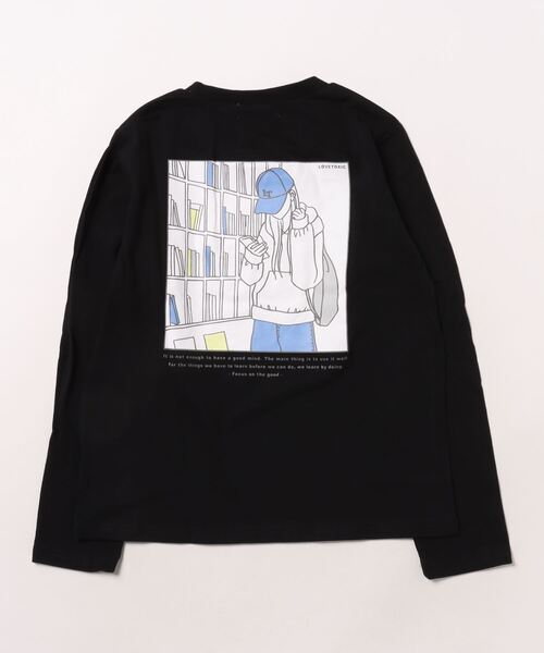 セール】【コットン100%】バックガールイラスト長袖Tシャツ（T