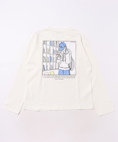 セール】【コットン100%】バックガールイラスト長袖Tシャツ（Tシャツ