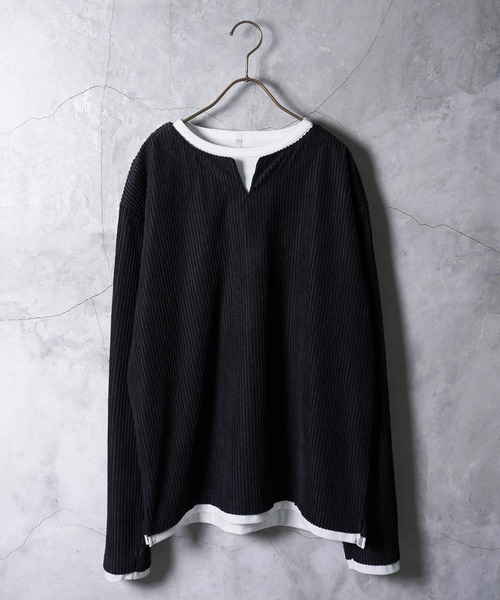 jiggys shop(ジギーズショップ)の「ジオメトリックジャガードフェイクキーネックロンT カットソー 長袖Tシャツ(Tシャツ/カットソー・メンズ・グレー/ブラック/ブラック系その他・LARGE/MEDIUM)」の16枚目の写真
