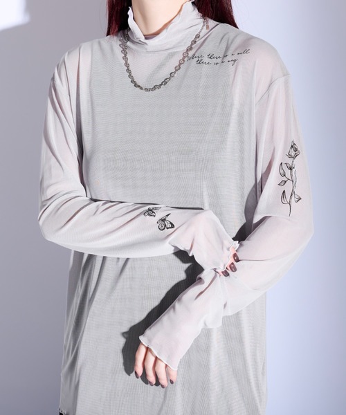 Ellno Loset（エルノロゼット）の「タトゥープリントシアーインナー（Tシャツ/カットソー・メンズ・ライトグレー/ブラック/ブラック系その他/チャコールグレー・MEDIUM/LARGE）」の15枚目の写真