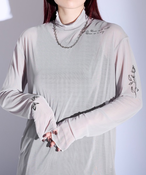 Ellno Loset（エルノロゼット）の「タトゥープリントシアーインナー（Tシャツ/カットソー・メンズ・ライトグレー/ブラック/ブラック系その他/チャコールグレー・MEDIUM/LARGE）」の16枚目の写真