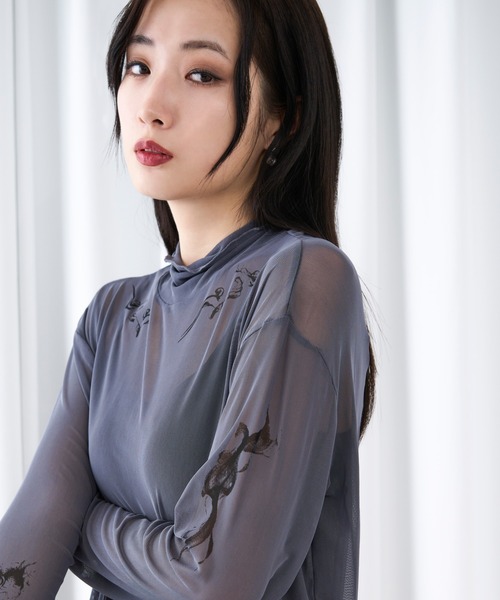 タトゥープリントシアーインナー（Tシャツ/カットソー）｜Ellno Loset