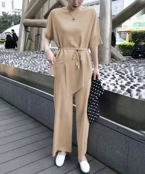 Miniministore(ミニミニストア)の「ニットセットアップ 冷感タッチレディース(サロペット/オーバーオール・レディース・ブラック/ミント/ベージュ/ブラウン・FREE)」の3枚目の写真