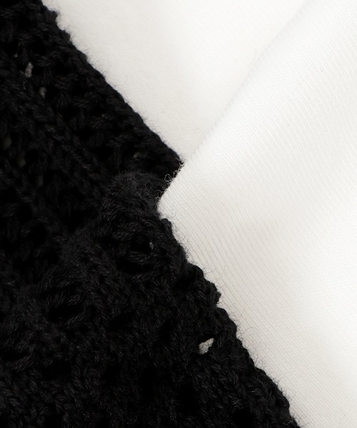 【セール】【AMI】パッチワーク編みメッシュベストセット（アンサンブル）｜pom ponette junior（ポンポネットジュニア）