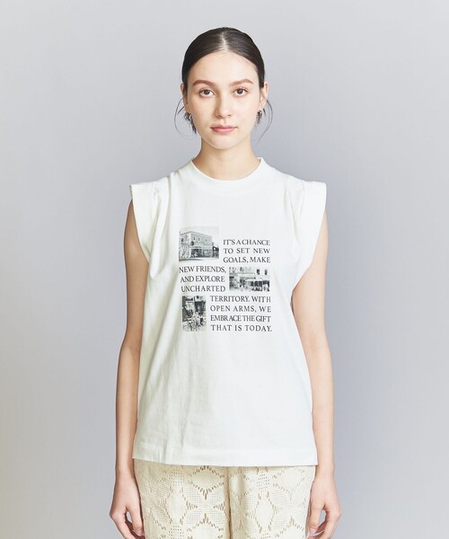 +81BRANCA(ハチイチブランカ)の「【別注】<+81BRANCA>ロールアップ フォトTシャツ(Tシャツ/カットソー・レディース・オフホワイト/ブラック・FREE)」の13枚目の写真