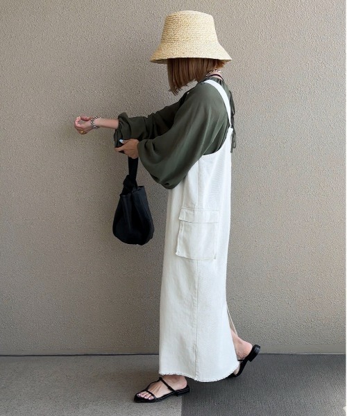 ワイズ　フリンジジャンパースカート Vネックジャンパースカート/洗える(ジャンパースカート) | MK