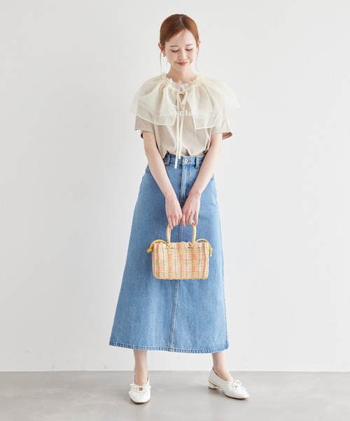 ROPE' PICNIC(ロペピクニック)の「マルチウェイチュールケープ(マフラー・レディース・オフホワイト/ブラック・38)」の15枚目の写真