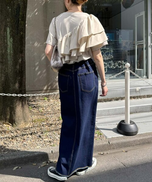セール】【二の腕カバー】アシメフリルデザインカットソー（T