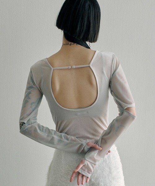 sorin レーストップス セール】See-through Velour Bodysuit（Tシャツ/カットソー