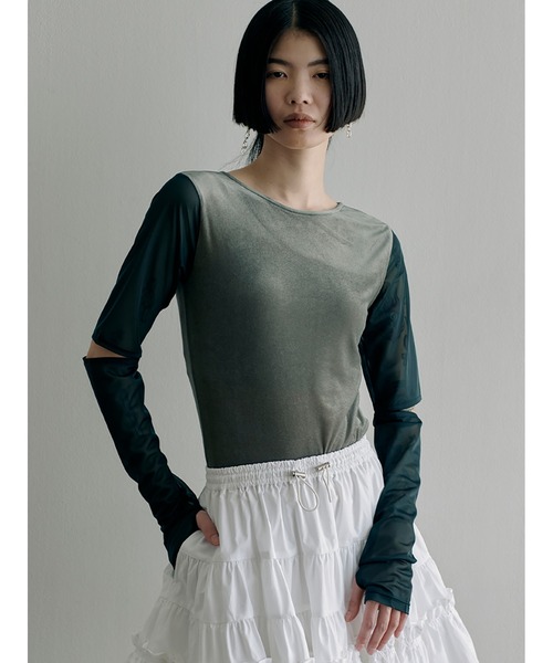 SORIN（ソリン　）の「See-through Velour Bodysuit（Tシャツ/カットソー・レディース・ホワイト/ライトグレー/オリーブ・38）」の6枚目の写真