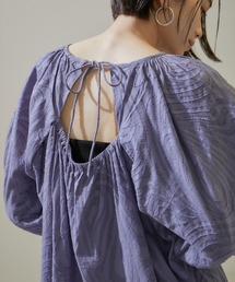 【WEB限定】バックオープンカットジャガードチュニックブラウス