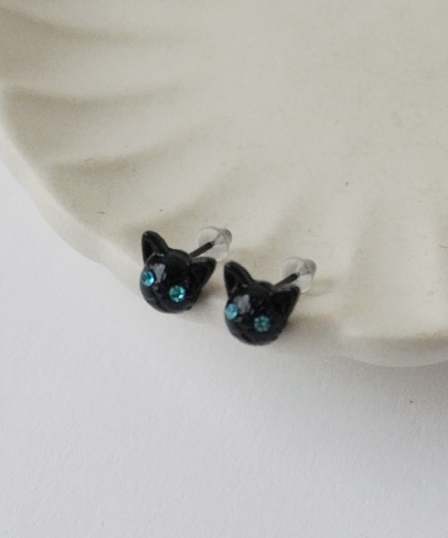 Port(ポート)の「ビジューアイ キャット ピアス / 猫 #(ピアス(両耳用)・レディース・シルバー/ブラック/ゴールド・FREE)」の4枚目の写真
