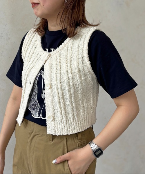 CPCM（シーピーシーエム）の「スラブヤーンコンパクトニットベスト（ニット/セーター・レディース・ブラック/ブルー/アイボリー/オレンジ・FREE）」の5枚目の写真