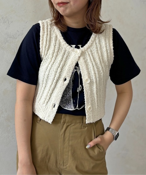 CPCM（シーピーシーエム）の「スラブヤーンコンパクトニットベスト（ニット/セーター・レディース・ブラック/ブルー/アイボリー/オレンジ・FREE）」の6枚目の写真