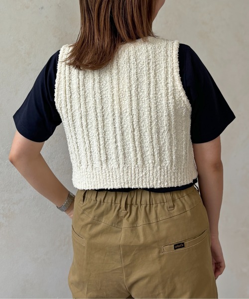 CPCM（シーピーシーエム）の「スラブヤーンコンパクトニットベスト（ニット/セーター・レディース・ブラック/ブルー/アイボリー/オレンジ・FREE）」の7枚目の写真