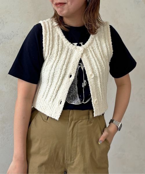 CPCM（シーピーシーエム）の「スラブヤーンコンパクトニットベスト（ニット/セーター・レディース・ブラック/ブルー/アイボリー/オレンジ・FREE）」の8枚目の写真