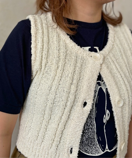 CPCM（シーピーシーエム）の「スラブヤーンコンパクトニットベスト（ニット/セーター・レディース・ブラック/ブルー/アイボリー/オレンジ・FREE）」の9枚目の写真