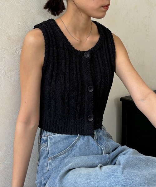 CPCM（シーピーシーエム）の「スラブヤーンコンパクトニットベスト（ニット/セーター・レディース・ブラック/ブルー/アイボリー/オレンジ・FREE）」の15枚目の写真