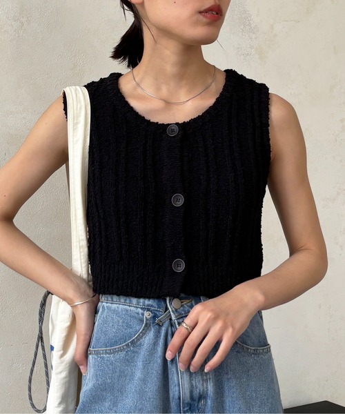 CPCM（シーピーシーエム）の「スラブヤーンコンパクトニットベスト（ニット/セーター・レディース・ブラック/ブルー/アイボリー/オレンジ・FREE）」の17枚目の写真