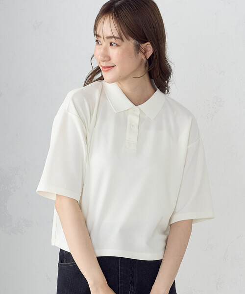 COMME CA ISM(コムサイズム)の「【サスティナブル】 AQUAROBE ポロシャツ(ポロシャツ・レディース・ホワイト/ネイビー/ブルー・FREE)」の2枚目の写真