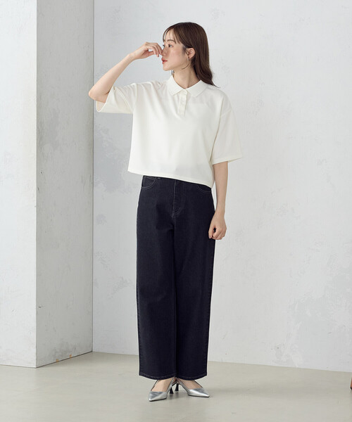 COMME CA ISM(コムサイズム)の「【サスティナブル】 AQUAROBE ポロシャツ(ポロシャツ・レディース・ホワイト/ネイビー/ブルー・FREE)」の4枚目の写真