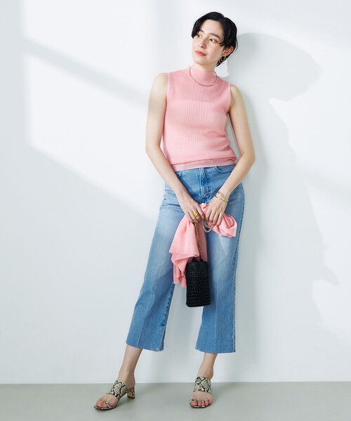 NOLLEY’S（ノーリーズ）の「《手洗い可能》《アンサンブル対応》シアーリブノースリーブプルオーバーニット（ニット/セーター・レディース・ピンク/ベージュ/ブラック・38）」の7枚目の写真