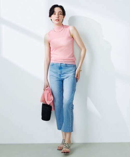 NOLLEY’S（ノーリーズ）の「《手洗い可能》《アンサンブル対応》シアーリブノースリーブプルオーバーニット（ニット/セーター・レディース・ピンク/ベージュ/ブラック・38）」の9枚目の写真